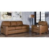 Westland and Birch Blanca 2 Piece Leather Living Room Set Genuine Leather in Gray/Brown | 36 H x 86 W x 41 D in | Wayfair Living Room Sets