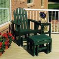 POLYWOOD® Plastic/Resin Adirondack Chair & Ottoman in Green | 41.75 H x 28.5 W x 28.5 D in | Wayfair