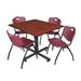 Symple Stuff Kobe Square X-Base Breakroom Table, 4 M Stack Chairs Plastic/Acrylic in Brown/Red | 29 H x 48 W x 48 D in | Wayfair