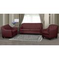 Charlton Home® Conkling 3 Piece Leather Living Room Set Leather Match in Red | 35 H x 75 W x 38 D in | Wayfair Living Room Sets