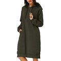 Kidsform Womens Hoodie Jumper Dress Ladies Hoodies Jumper Dresses Long Hooded Sweatshirt Size L Army Green