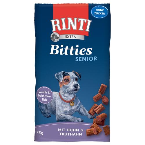 12 x 75 g RINTI Extra Bitties Senior Huhn & Truthahn Kausnack