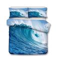 Andrui Bedding Set 3D Ocean Wave Design Pattern Double Size Blue Duvet/Quilt Cover Bedroom Decorative Bed Set Zipper Closure Easy Care
