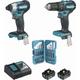 Pack 2 outils compact brushless 18V Li-Ion Makita Visseuse à chocs DTD155, Perceuse visseuse