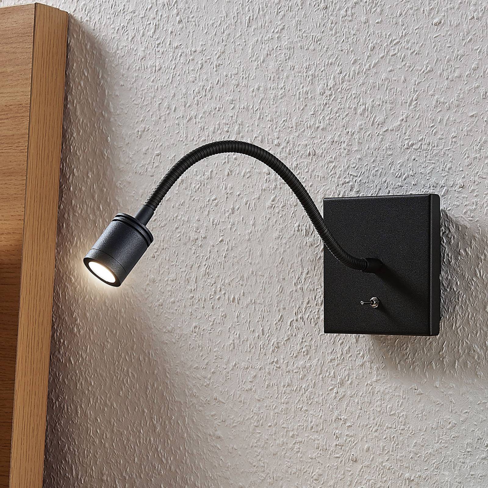 Wandlampe Mayar Lindby, schwarz, für Schlafzimmer, Metall, Modern, LED Wandleuchte, Wandlampe Innen