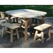 Loon Peak® Ciaran 5 Piece Outdoor Dining Set Wood in Brown/Green/White | 30 H x 47 W x 47 D in | Wayfair 6A9E30B566AF45D4B14E78D9E9703115