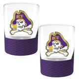 ECU Pirates 2-Pack 14oz. Rocks Glass Set with Silcone Grip