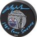 Mark Messier Edmonton Oilers Autographed 1984 Stanley Cup Champions Logo Hockey Puck with "1984 Conn Smythe" Inscription