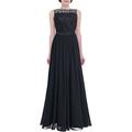 CHICTRY Women Sleeveless Embroidered Ball Gown Prom Bridesmaid Long Evening Swing Dress Black 8