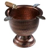 Stinky Cigar Tall Brown Ashtray With 4 Stirrups - Copper - Hammered