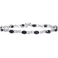 Naava Women's Diamond and Sapphire Bracelet, 9 ct White Gold, Prong Setting 0.15 ct Diamond Weight