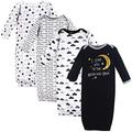 Hudson Baby Cotton Gown, 3 Pack Nightgown, Moon and Back, 0-6 Months