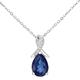 Naava 9ct White Gold Teardrop Sapphire and Diamond Twist Pendant Necklace of 46cm