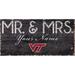 Virginia Tech Hokies 12" x 6" Personalized Mr. & Mrs. Sign