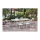 Ensemble repas 6 personnes - Table extensible aluminium avec plateau en verre 160/240 + 6 fauteuils