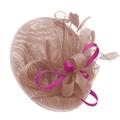 Caprilite Dusty Pink and Fuchsia Hot Pink Sinamay Big Disc Saucer Fascinator Hat for Women Weddings Headband