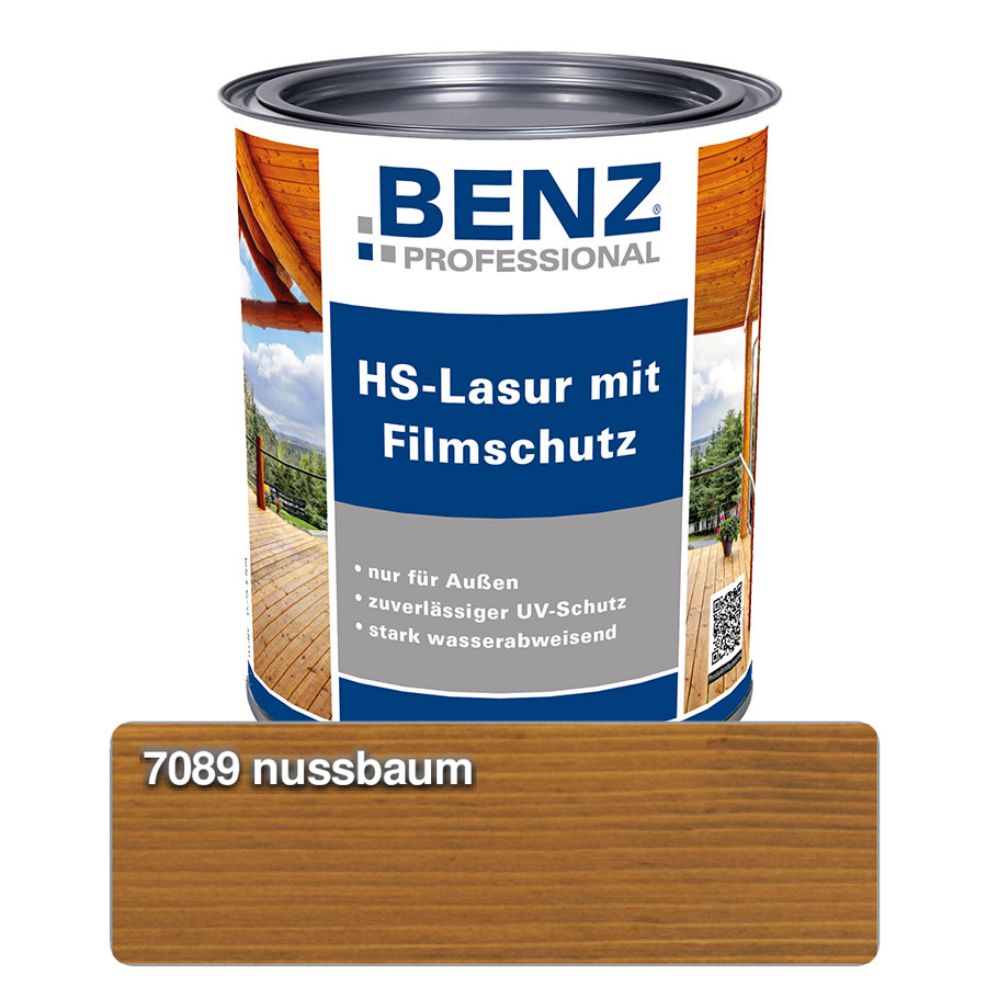 BENZ PROFESSIONAL HS-Lasur mit Filmschutz Holzschutzmittel, 2,5 l, Nussbaum Image