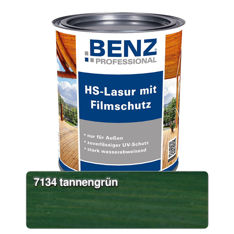 BENZ PROFESSIONAL HS-Lasur mit Filmschutz Holzschutzmittel, 0,75 l, Tannengrün Image