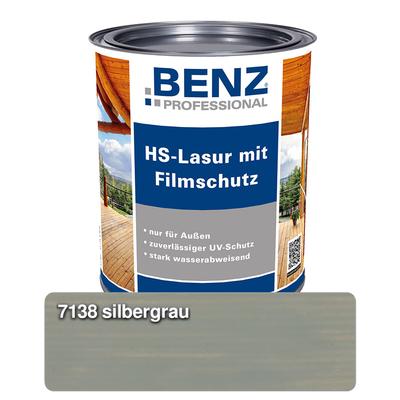 BENZ PROFESSIONAL HS-Lasur mit Filmschutz Holzschutzmittel, 0,75 l, Silbergrau Image