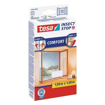 Tesa Fliegengitter Fenster Insect Stop Comfort Insektenschutz, 130x150 cm, Anthrazit