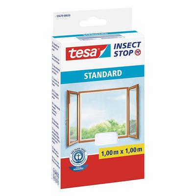 Tesa Fliegengitter Fenster Insect Stop Standard Insektenschutz, 100x100 cm, Weiß