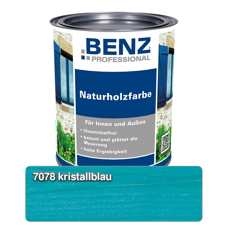 BENZ PROFESSIONAL Naturholzfarbe Holzschutzmittel, 0,25 l, Kristallblau Image