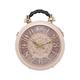 Linen Galaxy Ladies Functional Clock Stylish Tote Classic Round Handbag Shoulder Clutch Bag 9725 (Tan)