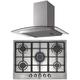 SIA R6 70cm Stainless Steel 5 Burner Gas Hob And Curved Glass Cooker Hood Fan