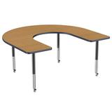 Factory Direct Partners Horseshoe T-Mold Adjustable Height Activity Table w/ Super Legs Laminate/Metal in Brown | 30 H in | Wayfair 10096-OKNV