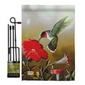 Breeze Decor Ruby Hummingbird Garden Friends Birds Impressions Decorative 2-Sided 18.5 x 13 in. Flag Set in Brown | 18.5 H x 13 W in | Wayfair
