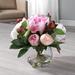 House of Hampton® Peonies Floral Arrangement in Vase Fabric in Indigo | 8.5 H x 10 W x 10 D in | Wayfair 51294B89297F41E9866C001043E9DAC1