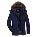 SSRSH Mens Thicken Parka with Fur Hood Field Jacket Fleece Winter Warm Coat Outdoor Casual Coats (UK X-Large/Asia 4XL, Blue)