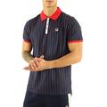 Fila Vintage White Line Mens BB1 Stripe Tennis Polo Shirt Navy/Red S