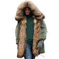 Roiii Men Winter Thick Faux Fur Hooded Parka Coats Jackets Casual Outwear S-XXXL (XXX-Large, Green)