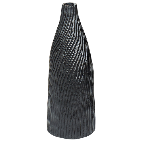 Dekovase Schwarz 18 x 54 cm Keramik Flaschenform Pflegeleicht Wohnartikel Kegelförmig Modern