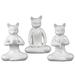 Ebern Designs 3 Piece Gemius Hear/Speak/See No Evil Sitting Cat Sculpture Porcelain/Ceramic in Blue/White | 7.75 H x 5.25 W x 3.5 D in | Wayfair