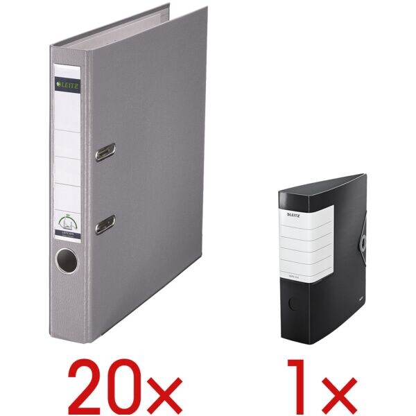 Leitz 20 Ordner »1015« inkl. 1 Ordner »Solid« grau, 5.2x31.8x28.5 cm Image