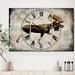 East Urban Home Moose Lodge 2 - Oversized Cottage 3 Panels Wall Clock Metal in Brown | 36 H x 28 W x 1 D in | Wayfair
