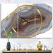 East Urban Home Golden Core Agate - Oversized Fashion 3 Panels Wall Clock Metal in Blue/Yellow | 28 H x 36 W x 1 D in | Wayfair