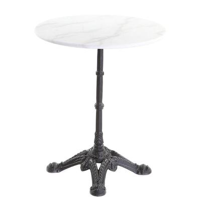 Table bistrot ronde en marbre blanc et métal noir L60 cm conty - Noir et blanc
