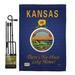 Breeze Decor Kansas Americana States Impressions Decorative Vertical 2-Sided Polyester 1'7 x 1'1 ft. Flag Set in Blue | 18.5 H x 13 W in | Wayfair