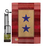 Breeze Decor Two Star Service Americana Military Impressions Decorative Vertical 2-Sided Polyester 1'7 x 1'1 ft. Flag Set in Brown/Red | Wayfair