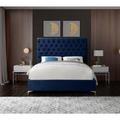 Mercer41 Dermott Platform Bed Upholstered/Velvet, Metal in Blue/Black | 56 H x 81 W x 86.5 D in | Wayfair 999BF7C18D0C4B539DBA55A56B774ED2