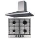 SIA Stainless Steel 60cm 4 Burner Gas Hob And Chimney Cooker Hood Extractor Fan