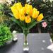 August Grove® 2 Bushes Silk Tulips Floral Arrangements & Centerpieces in Vase Silk in Yellow | 16 H x 5 W x 5 D in | Wayfair