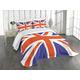 ABAKUHAUS Union Jack Bedspread Set, British Loyal, Decorative Quilted 2 Piece Coverlet Set with Pillow Sham, Royal Blue