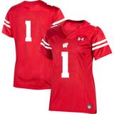 Women's Under Armour #1 Red Wisconsin Badgers Team Replica Football Jersey