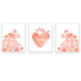 Outside In Art Studio Butterflies & Flowers w/ Personalized Heart, Paper Prints Paper in Orange | 10 H x 8 W x 0.06 D in | Wayfair