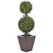 Gracie Oaks Faux 2-Ball Boxwood Topiary in Planter Plastic/Metal in Brown | 30 H x 10 W x 10 D in | Wayfair B1C9665E683C4BF1A0413E35DD052E5C