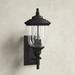 Birch Lane™ Dannon 3 - Bulb 22.36" H Seeded Glass Outdoor Wall Lantern Glass/Metal/Steel in Black | 22.36 H x 9.88 W x 12.87 D in | Wayfair